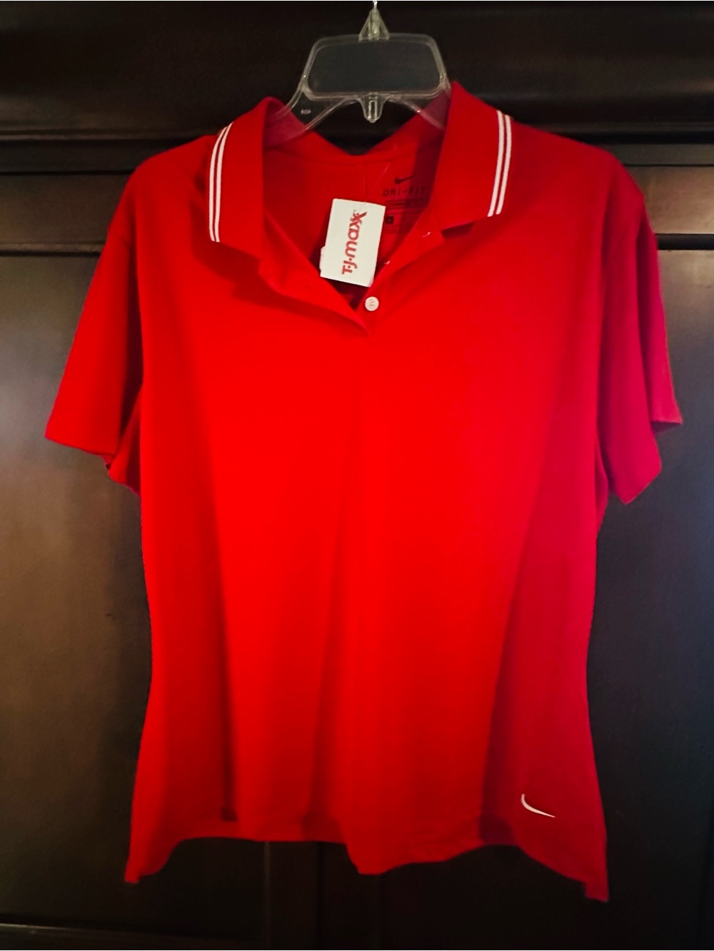 Nike Red Polo with White Stripe Collar